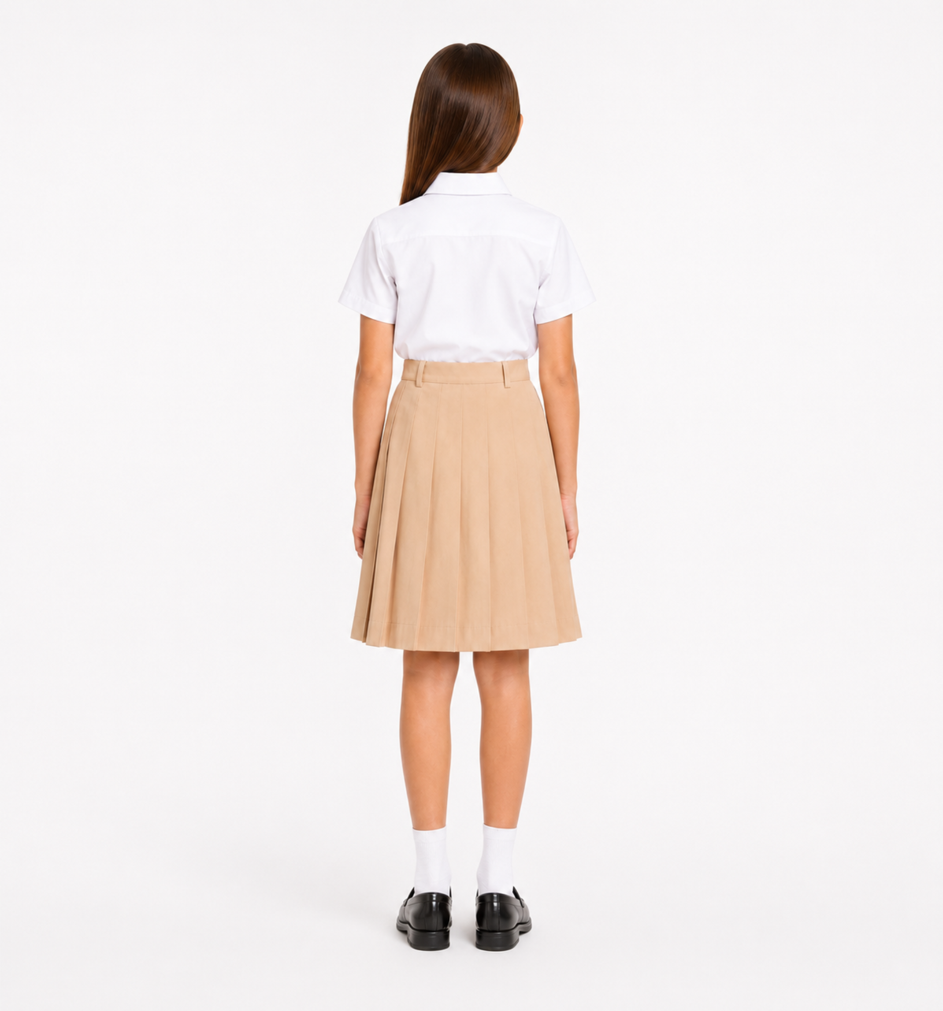 Sandy Brown Pleated School Uniform Skirt
