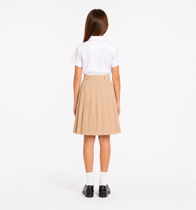 Sandy Brown Pleated School Uniform Skirt