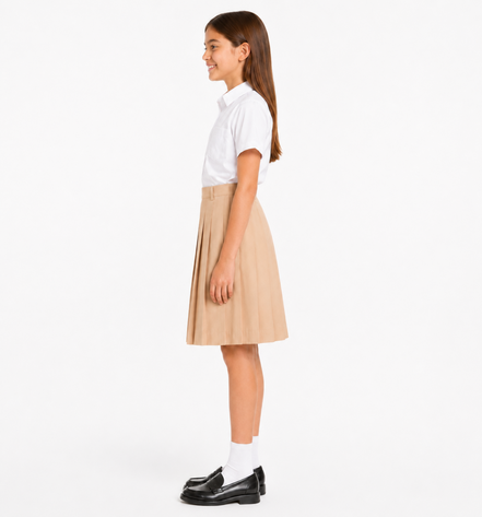 Sandy Brown Pleated School Uniform Skirt