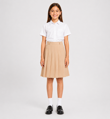 Sandy Brown Pleated School Uniform Skirt
