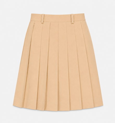 Sandy Brown Pleated School Uniform Skirt