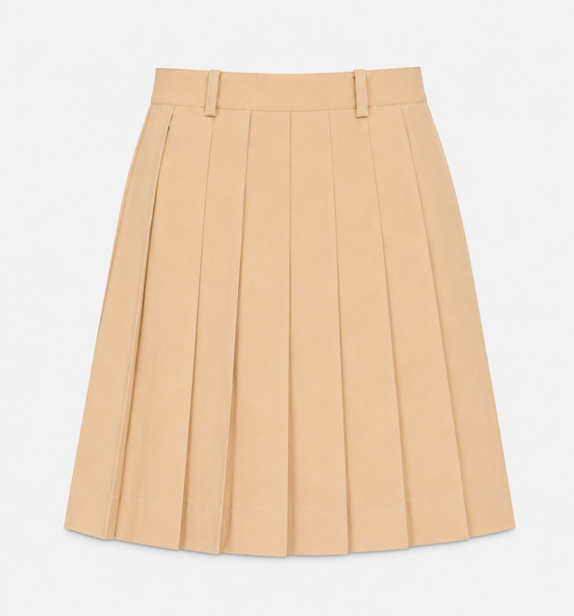 Sandy Brown Pleated School Uniform Skirt
