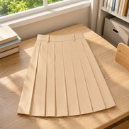 Sandy Brown Pleated School Uniform Skirt