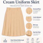 Sandy Brown Pleated School Uniform Skirt
