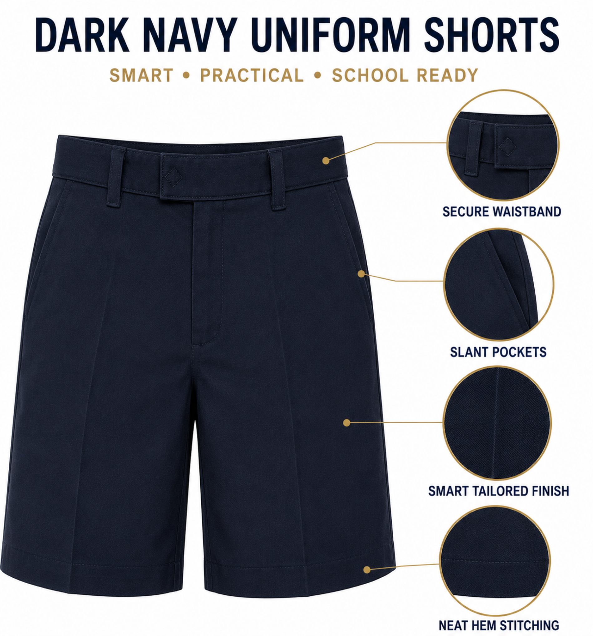 Dark Navy School Uniform Shorts