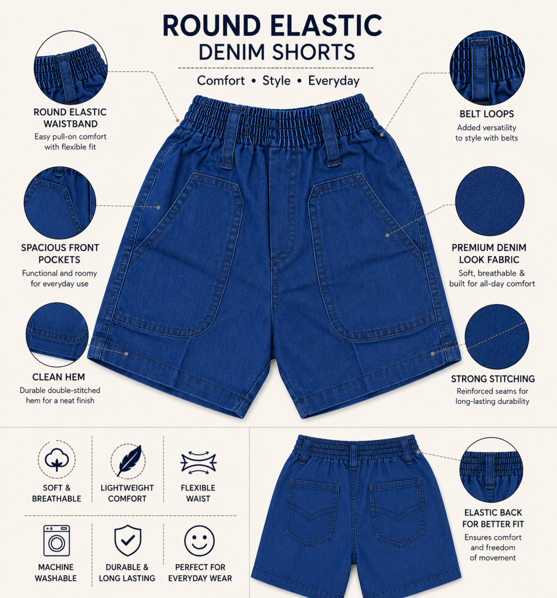 Denim KG Uniform Half Pants
