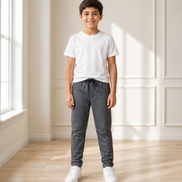 Boys’ Grey Fashion Track Pants with Red Piping