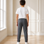 Boys’ Grey Fashion Track Pants with Red Piping