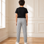 Boys’ Light Grey Melange Fashion Track Pants
