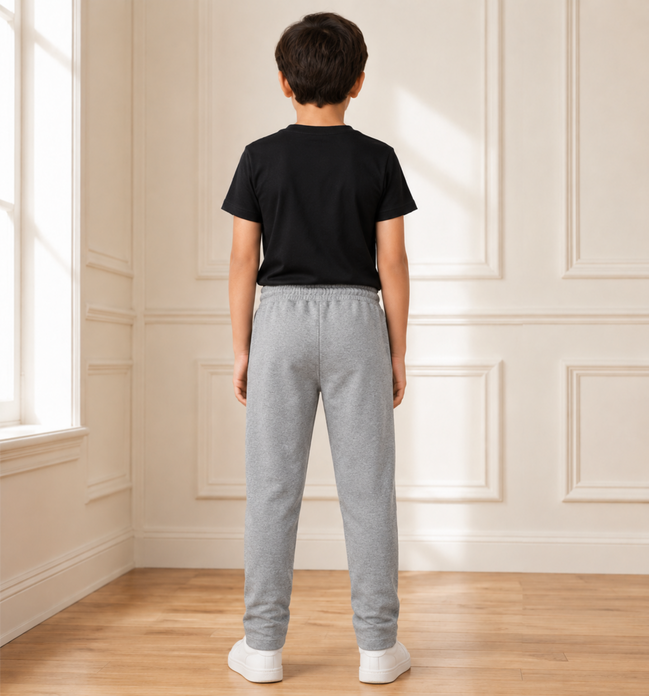 Boys’ Light Grey Melange Fashion Track Pants
