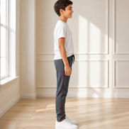 Boys’ Grey Fashion Track Pants with Red Piping