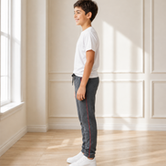 Boys’ Grey Fashion Track Pants with Red Piping