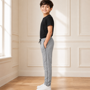 Boys’ Light Grey Melange Fashion Track Pants