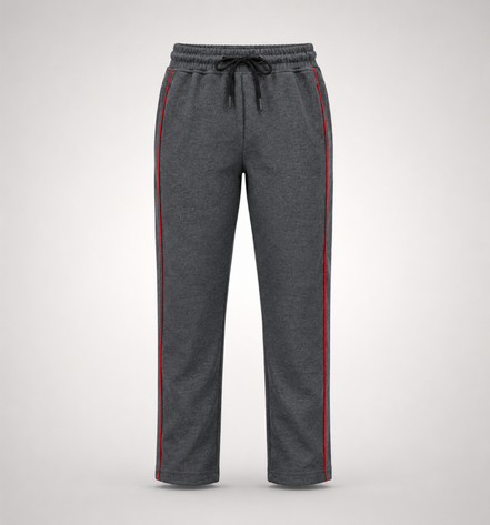 Boys’ Grey Fashion Track Pants with Red Piping