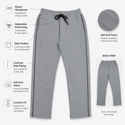 Boys’ Light Grey Melange Fashion Track Pants