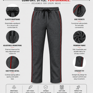 Boys’ Grey Fashion Track Pants with Red Piping