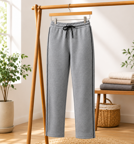 Boys’ Light Grey Melange Fashion Track Pants