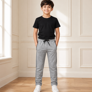Boys’ Light Grey Melange Fashion Track Pants