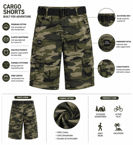 Summer Capri Shorts for Kids - Green
