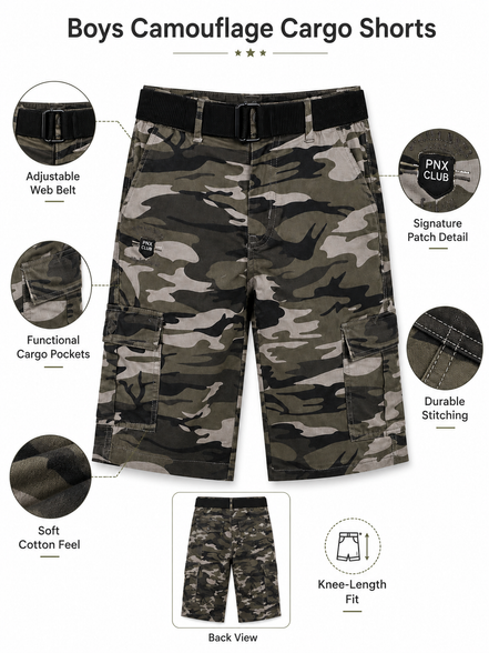 Summer Capri Shorts for Kids - Grey