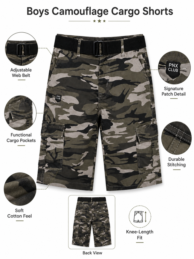 Summer Capri Shorts for Kids - Grey