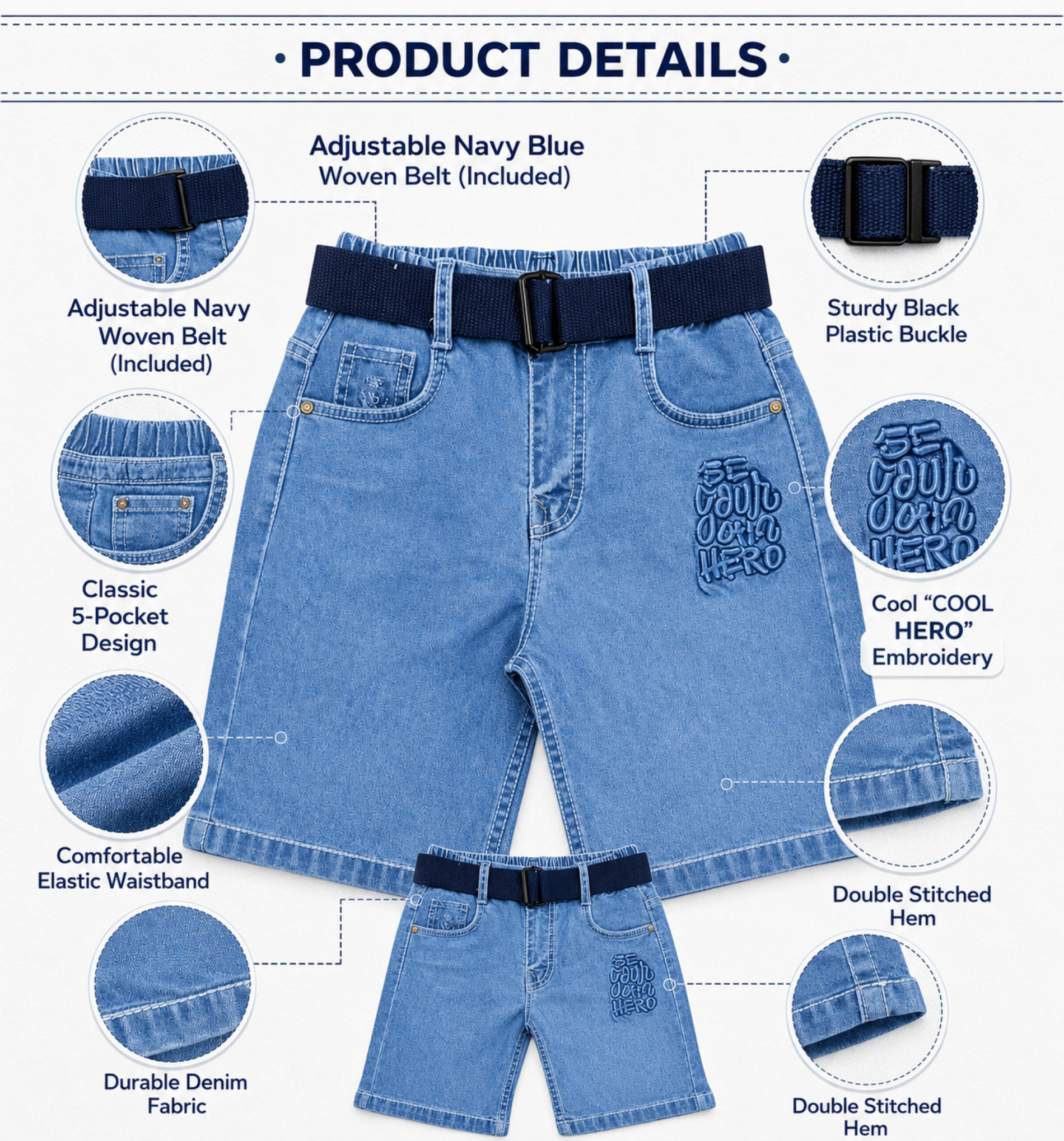 Fashion Denim Bermuda Shorts for Boys