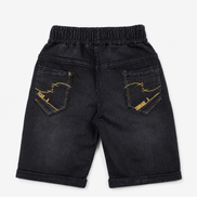 Boys’ Washed Black Knit Denim Shorts with Drawstring