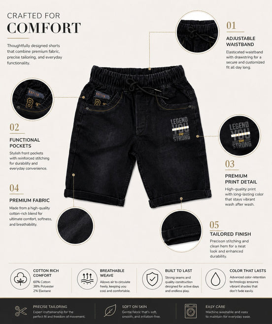 Summer Capri Shorts for Kids - Black