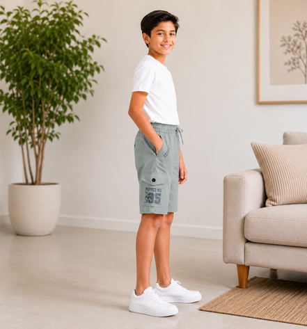 Boys’ Utility Cargo Bermuda Shorts with Drawstring