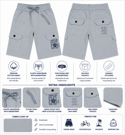 Boys’ Utility Cargo Bermuda Shorts with Drawstring