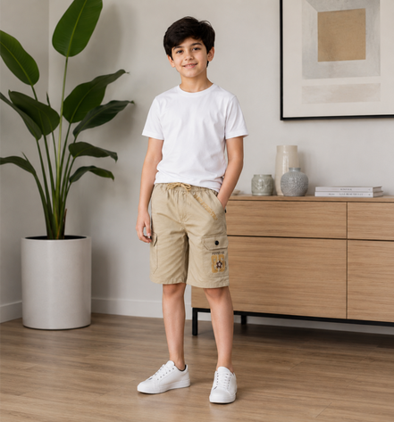 Boys’ Utility Cargo Bermuda Shorts with Drawstring