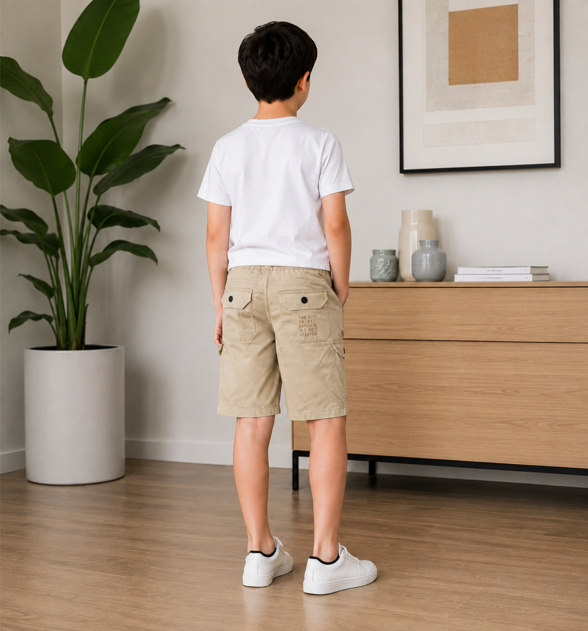 Boys’ Utility Cargo Bermuda Shorts with Drawstring