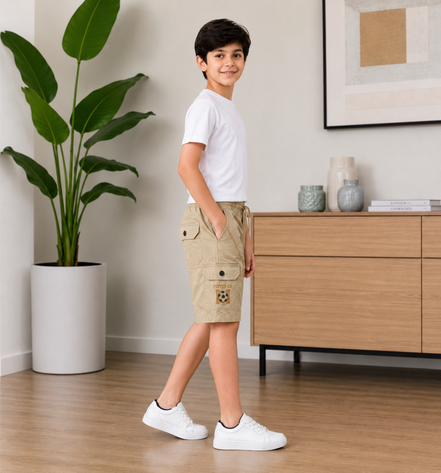 Boys’ Utility Cargo Bermuda Shorts with Drawstring