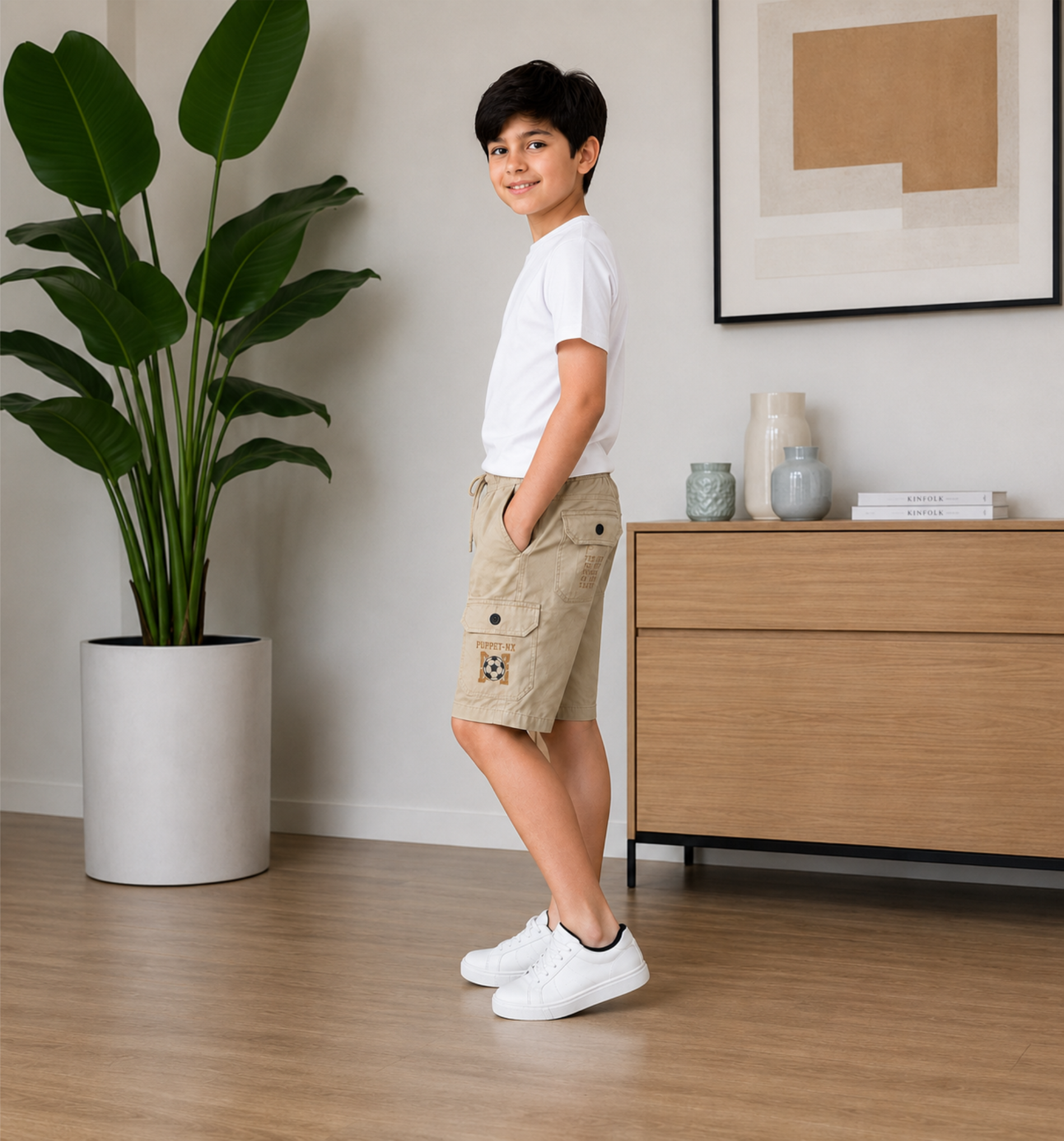 Boys’ Utility Cargo Bermuda Shorts with Drawstring