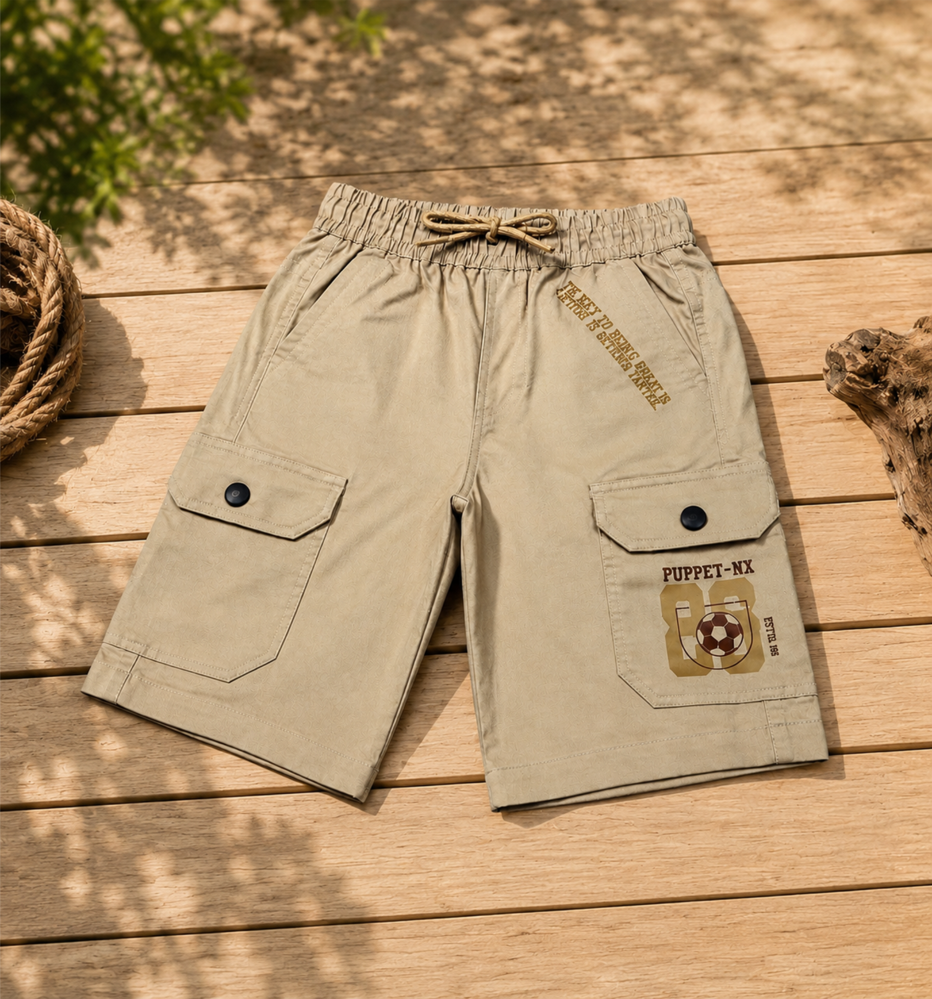 Boys’ Utility Cargo Bermuda Shorts with Drawstring