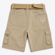 Boys’ Khaki Multi-Pocket Cargo Bermuda Shorts with Belt