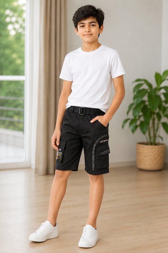 Summer Capri Shorts for Kids - Black