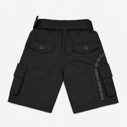 Boys’ Black Gaming Print Cargo Bermuda Shorts with Belt