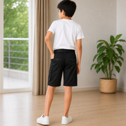 Boys’ Black Gaming Print Cargo Bermuda Shorts with Belt