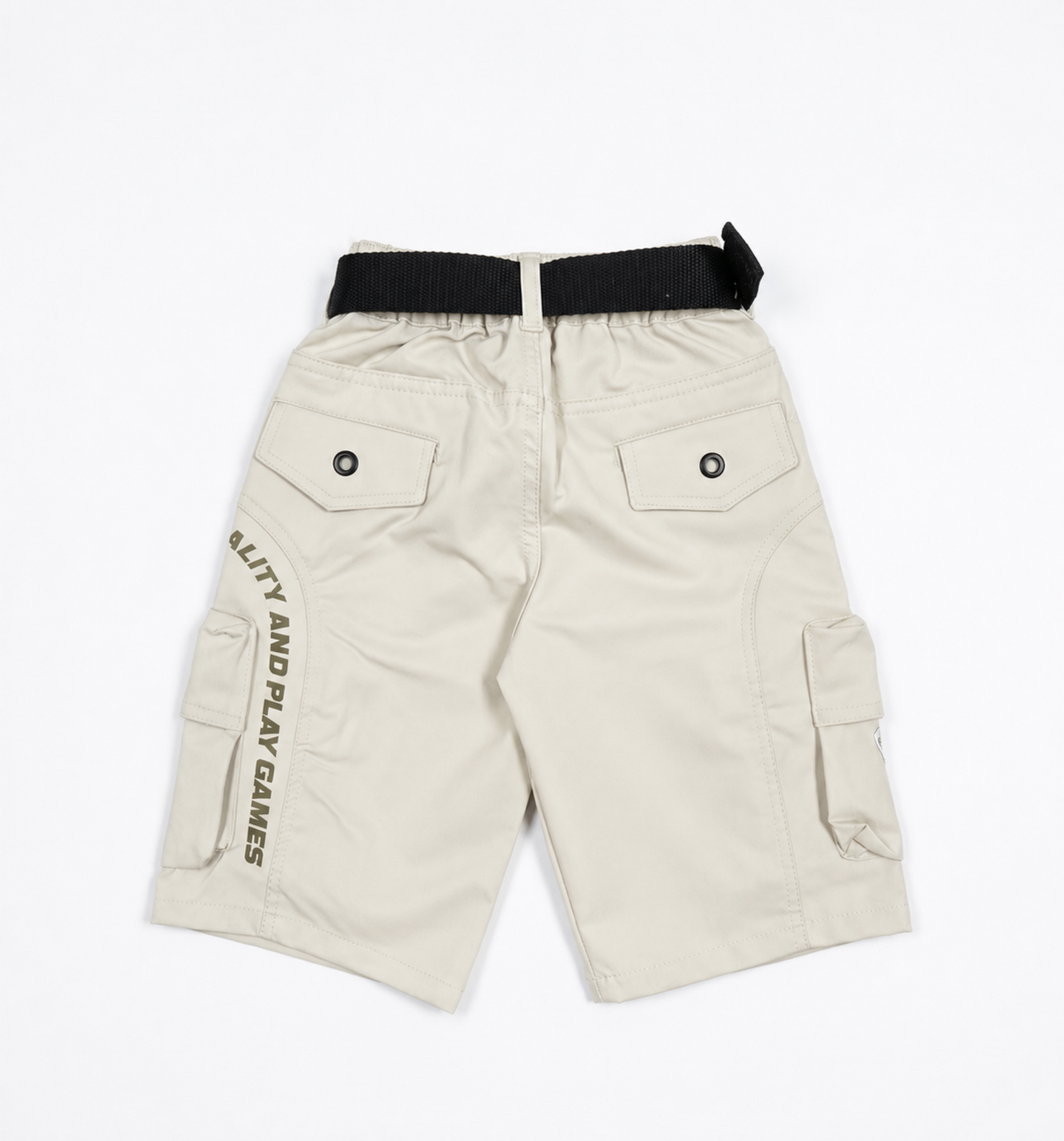 Boys’ Black Gaming Print Cargo Bermuda Shorts with Belt