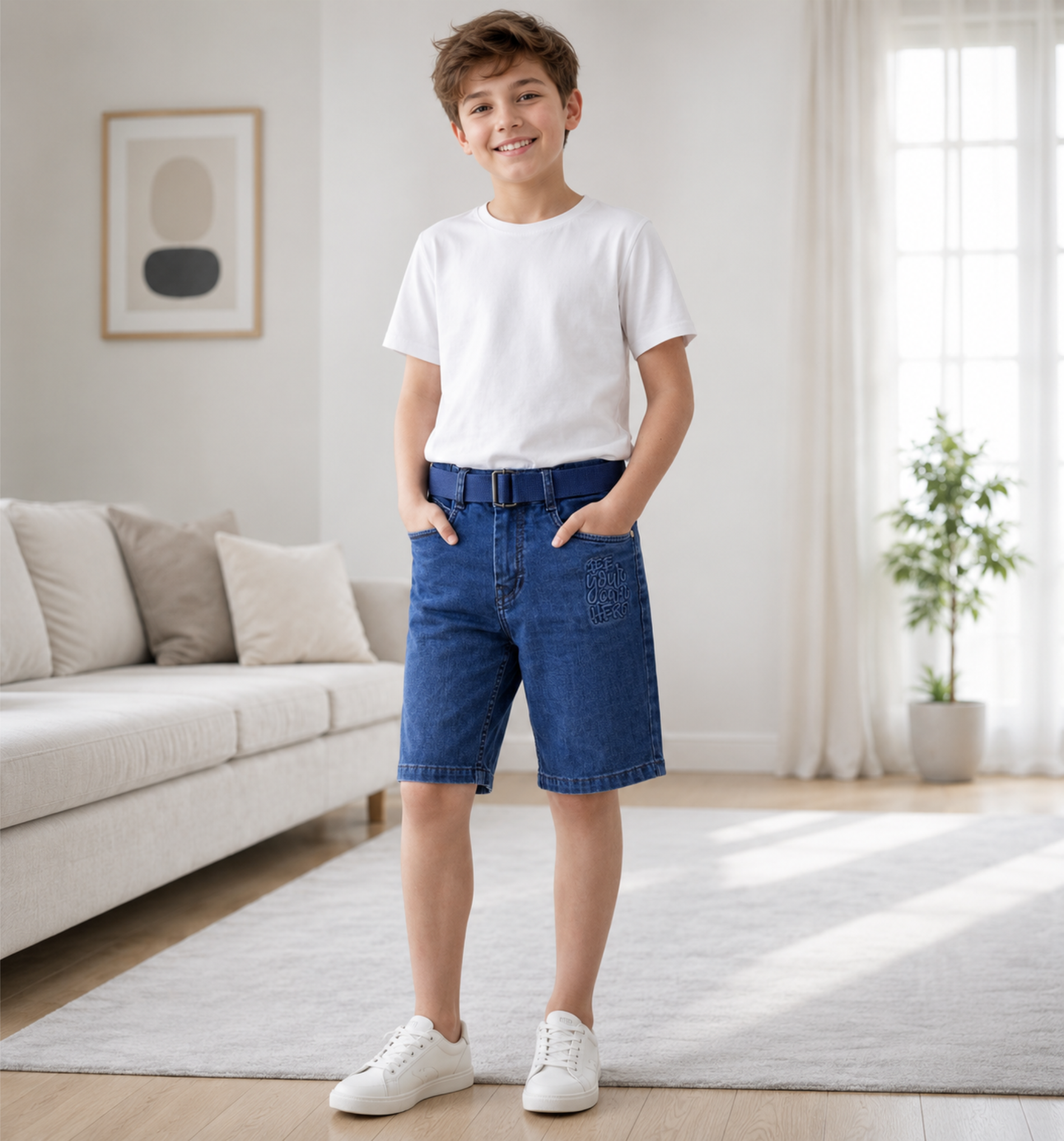 Fashion Denim Bermuda Shorts for Boys