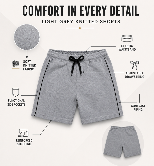 Boys Knit Shorts with Piping