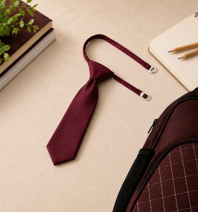 Maroon Pre-Tied School Uniform Tie