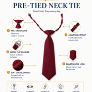 Maroon Pre-Tied School Uniform Tie