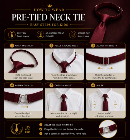 Maroon Pre-Tied School Uniform Tie