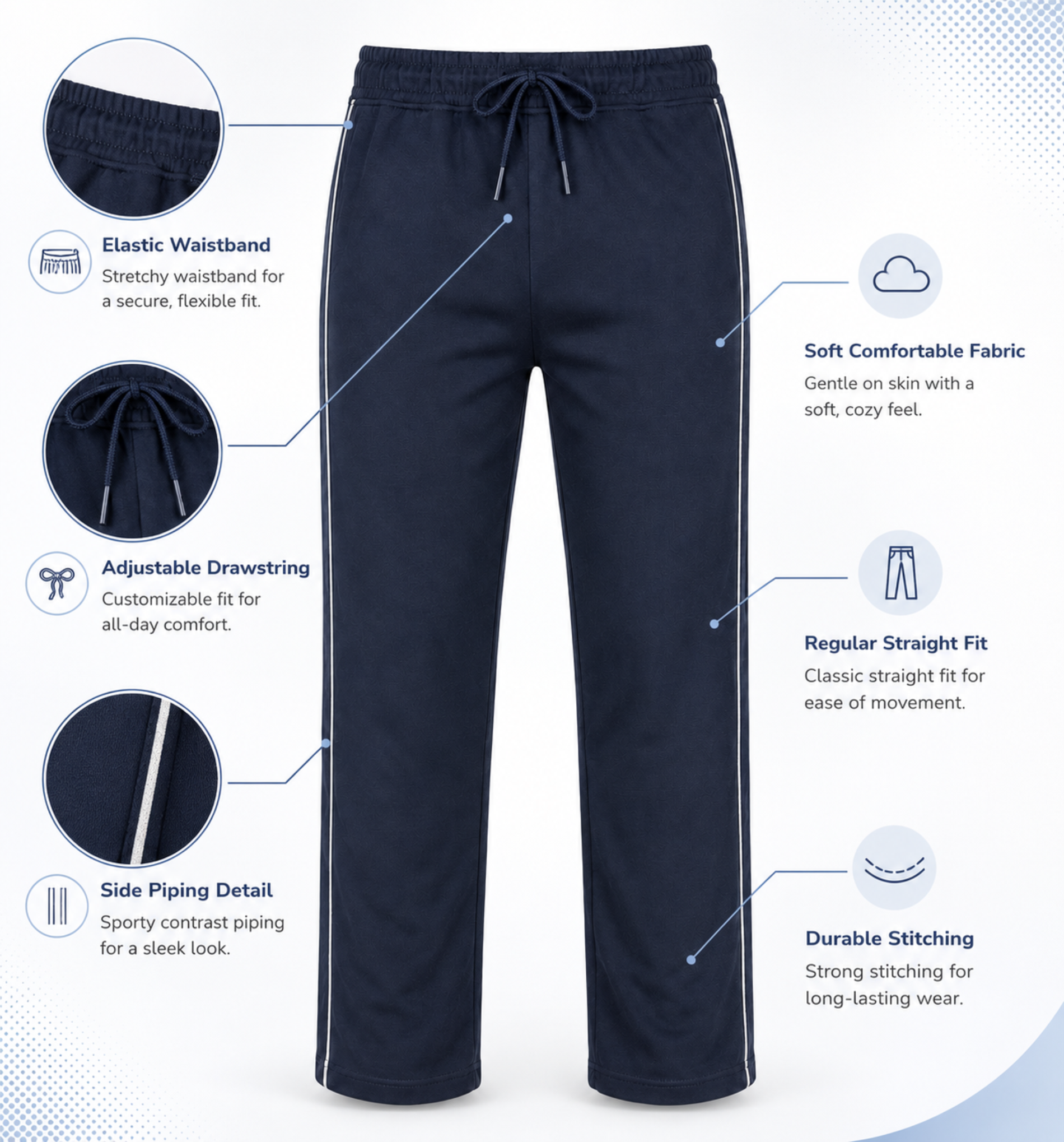 Boys’ Navy Blue Fashion Track Pants