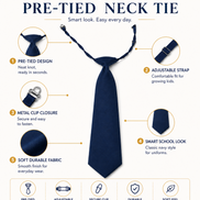 Navy Blue Pre-Tied School Uniform Tie
