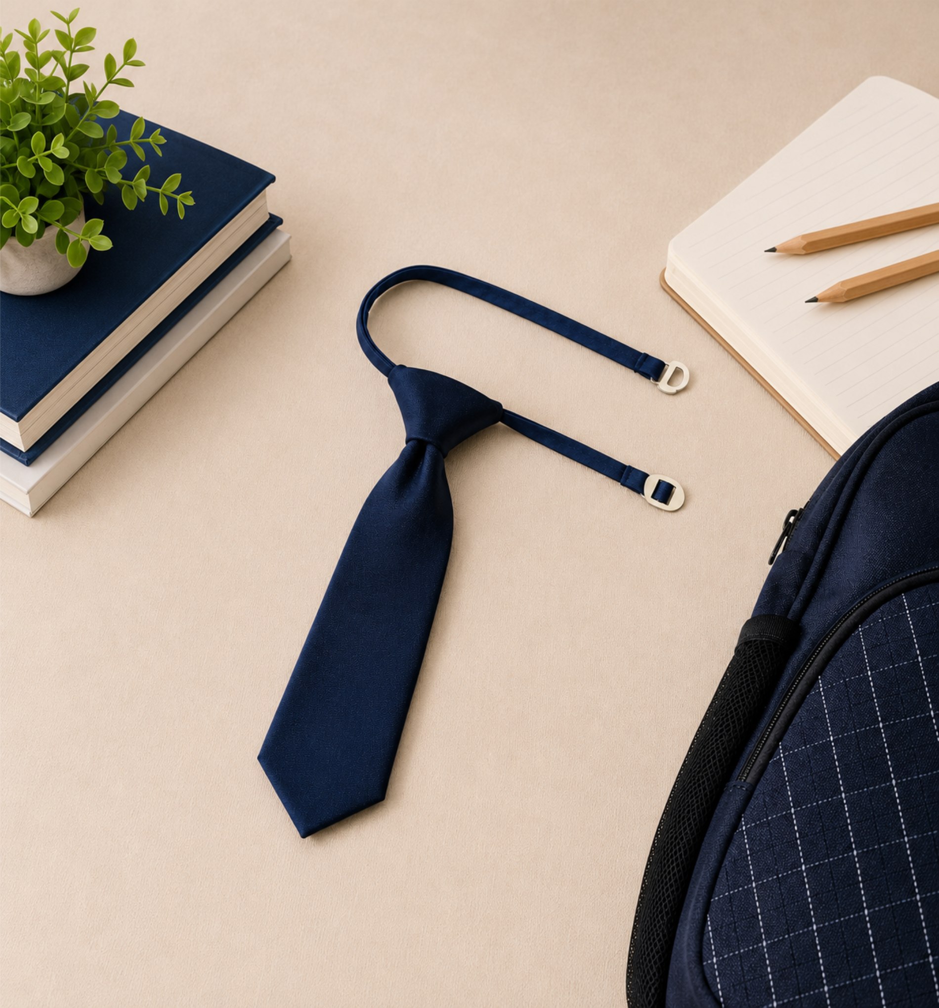 Navy Blue Pre-Tied School Uniform Tie
