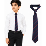 Navy Blue School Tie with Red Stripes