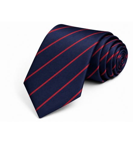 Navy Blue School Tie with Red Stripes